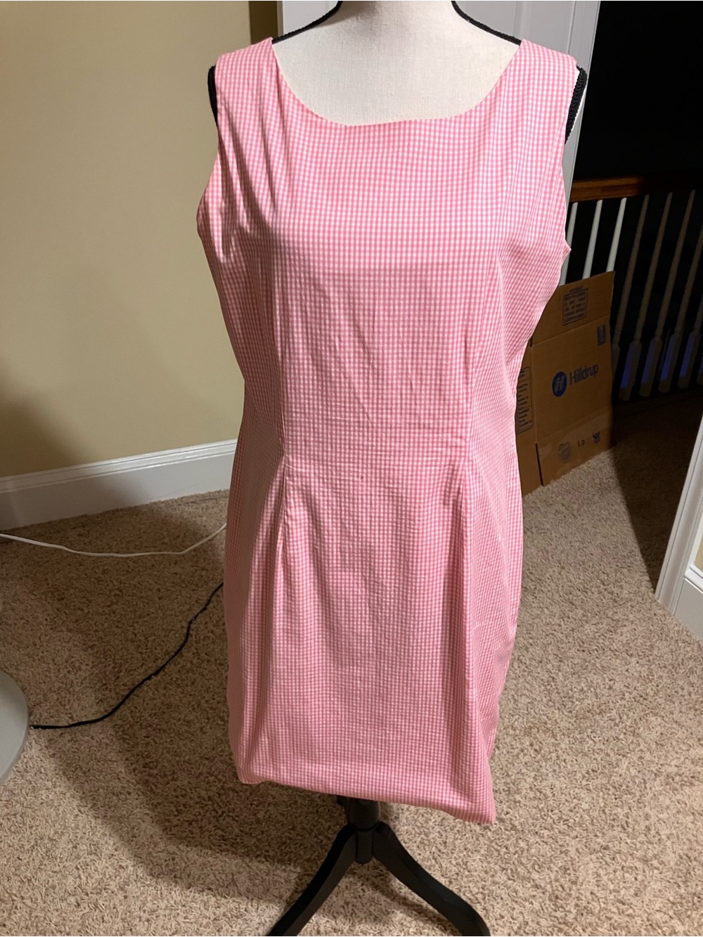 Casual Corner Pink Gingham Sleeveless Shift Dress